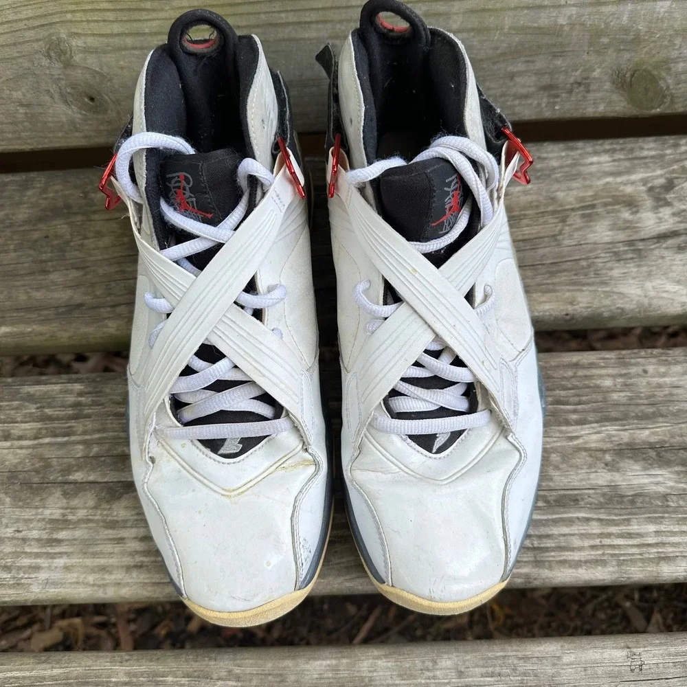 Nike Air Jordan 8 Varsity Red White Grey Flint Sneakers 467807-105 Sz 10.5 Retro